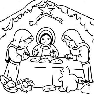 Las Posadas Traditional Scene Coloring Page 25475-23270