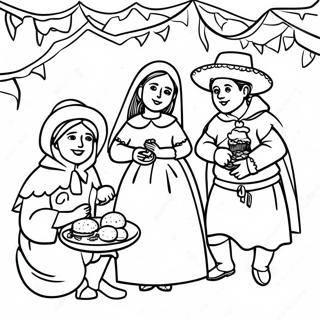 Las Posadas Traditional Scene Coloring Page 25475-23271