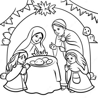 Las Posadas Traditional Scene Coloring Page 25475-23272