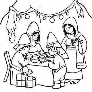 Las Posadas Traditional Scene Coloring Page 25475-23458