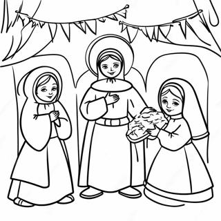 Las Posadas Traditional Scene Coloring Page 25475-23459