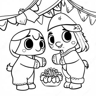 Las Posadas Celebration With Pinata Coloring Page 25476-23464