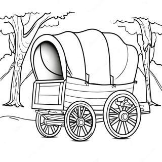 Covered Wagon Pioneer Coloring Page 25526-23504