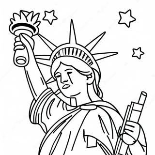 Statue Of Liberty With Sparkling Stars Coloring Page 25536-23321