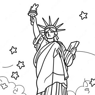 Statue Of Liberty With Sparkling Stars Coloring Page 25536-23322