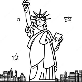 Statue Of Liberty With Sparkling Stars Coloring Page 25536-23323