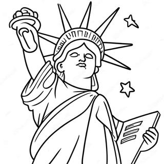 Statue Of Liberty With Sparkling Stars Coloring Page 25536-23324