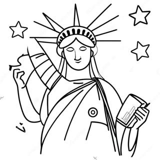 Statue Of Liberty With Sparkling Stars Coloring Page 25536-23509