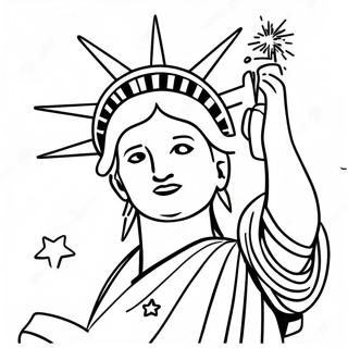 Statue Of Liberty With Sparkling Stars Coloring Page 25536-23510