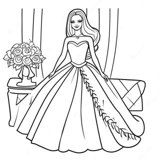 Elegant Wedding Barbie In Dress Coloring Page 25566-23534