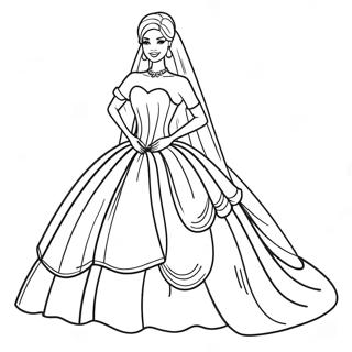 Elegant Wedding Barbie In Dress Coloring Page 25566-23535