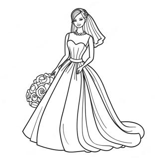 Elegant Wedding Barbie In Dress Coloring Page 25566-23536