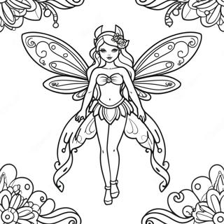 Elegant Gothic Fairy With Wings Coloring Page 25616-23576