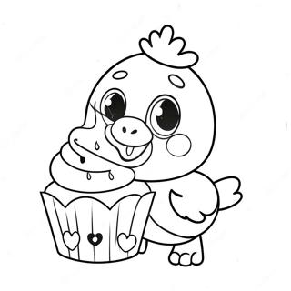 Cute Toy Chica With Cupcake Coloring Page 25677-23613