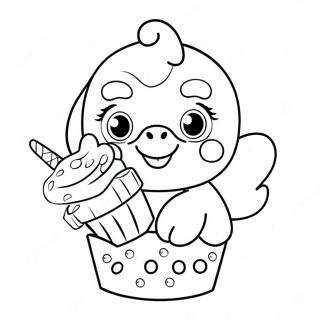 Cute Toy Chica With Cupcake Coloring Page 25677-23615