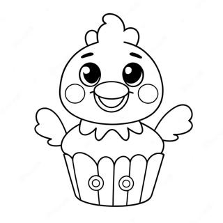 Cute Toy Chica With Cupcake Coloring Page 25677-23616