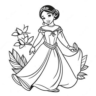 Jasmine In A Beautiful Dress Coloring Page 25707-23637