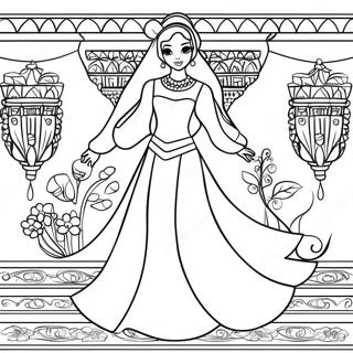 Jasmine In A Beautiful Dress Coloring Page 25707-23638