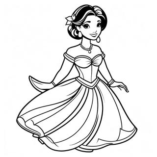 Jasmine In A Beautiful Dress Coloring Page 25707-23639