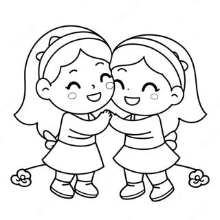 Cute Sisters Playing Together Coloring Page 25737-23661