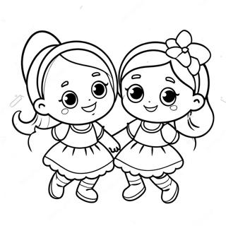 Cute Sisters Playing Together Coloring Page 25737-23664