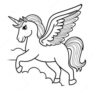 Majestic Pegasus Flying Over Clouds Coloring Page 2573-2101