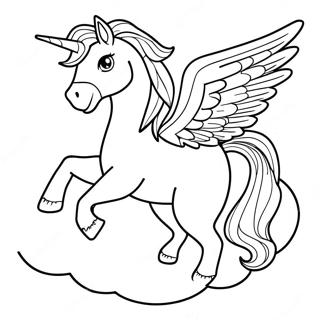 Majestic Pegasus Flying Over Clouds Coloring Page 2573-2102