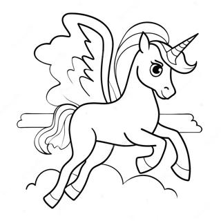 Majestic Pegasus Flying Over Clouds Coloring Page 2573-2103