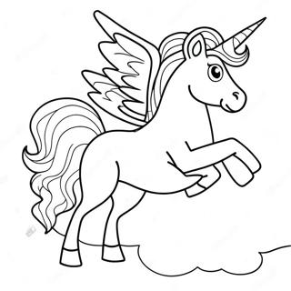 Majestic Pegasus Flying Over Clouds Coloring Page 2573-2104