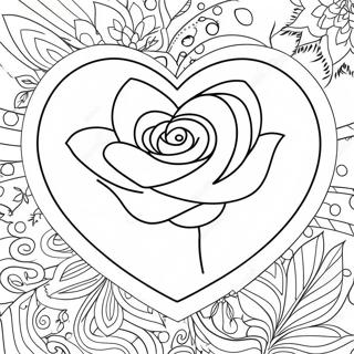 Love Heart Rose Coloring Page 25776-23690