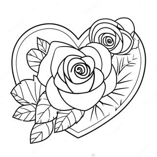 Love Heart Rose Coloring Page 25776-23692