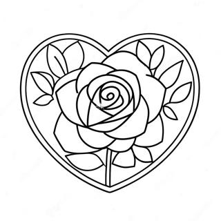 Beautiful Love Heart Rose Coloring Page 25777-23693