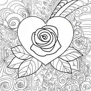 Beautiful Love Heart Rose Coloring Page 25777-23694