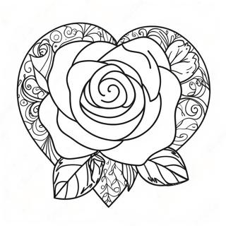 Beautiful Love Heart Rose Coloring Page 25777-23695