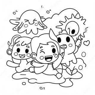 Happy Kids Playing Joyfully Coloring Page 25787-23702