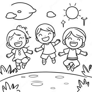 Happy Kids Playing Joyfully Coloring Page 25787-23703