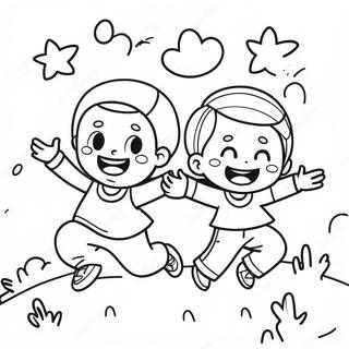 Happy Kids Playing Joyfully Coloring Page 25787-23704