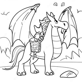 Brave Knight Facing A Dragon Coloring Page 25837-23741