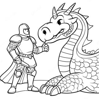 Brave Knight Facing A Dragon Coloring Page 25837-23742