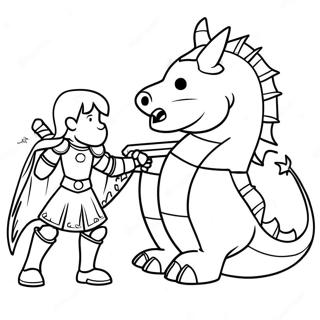 Brave Knight Facing A Dragon Coloring Page 25837-23743