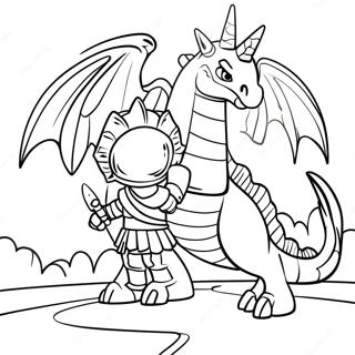 Brave Knight Facing A Dragon Coloring Page 25837-23744