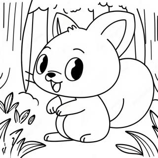 Cute Kitsune Playing In The Forest Coloring Page 25907-23799