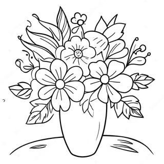 Colorful Flower Bouquet Coloring Page 25947-23829