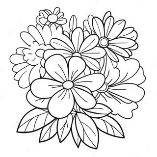 Colorful Flower Bouquet Coloring Page 25947-23831