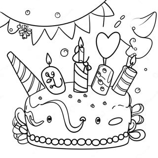 Festive Birthday Party Coloring Page 25987-23862