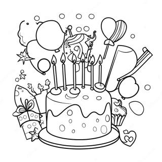 Festive Birthday Party Coloring Page 25987-23863