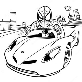 Spiderman Driving A Fast Car Coloring Page 25997-23870