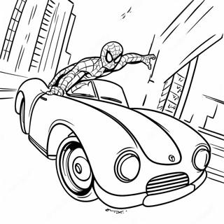 Spiderman Driving A Fast Car Coloring Page 25997-23871