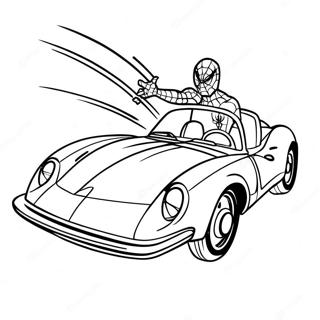 Spiderman Driving A Fast Car Coloring Page 25997-23872