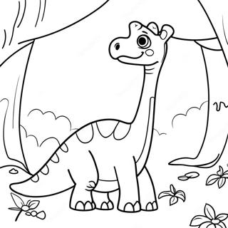 Cute Brachiosaurus In A Forest Coloring Page 26007-23879